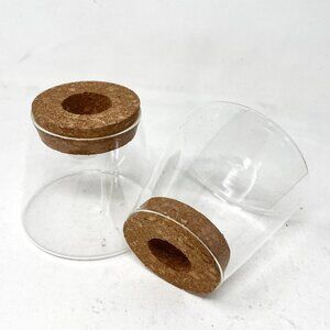 Lot of 2 ~ Conical Tapered Glass Propagation Bud Vase w/ Cork Lid Minimalist MCM